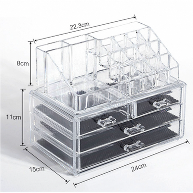 Органайзер для хранения косметики 4DRAWER Акриловый прозрачный настольный ящик - бокс для косметики и бижутерии