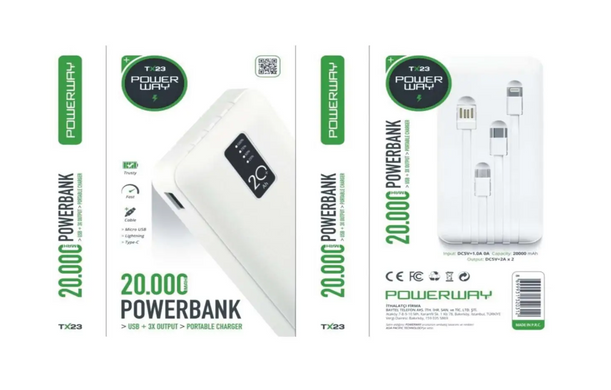 Внешний аккумулятор TX23 Power Bank 20000 mAh Портативное зарядное устройство Повербанк