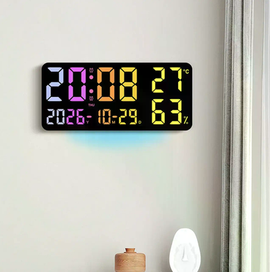 Электронные часы GH9002 &bull; Настенные и настольные LED-часы GH9002 с календарем, будильником, температурой, влажностью, пультом и USB 5V