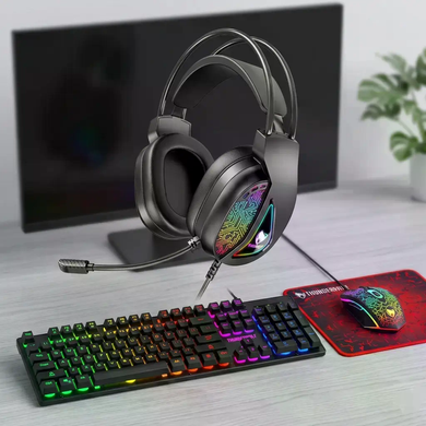 Игровой комплект Gaming Combo 4-in-1 T-Wolf TF-400 черный &bull; Геймерский набор клавиатура, мышь, наушники и коврик для ПК