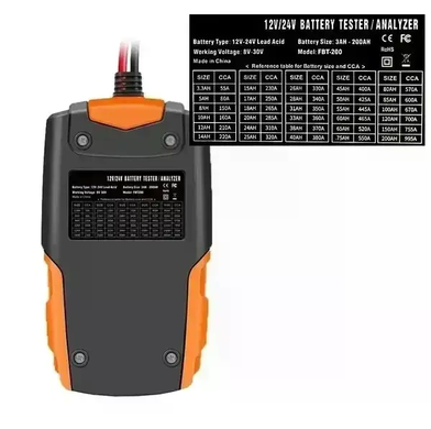 Тестер аккумуляторов E-FAST TK-100 12/24 В &bull; Цифровой автомобильный анализатор АКБ 26X-313 с LCD-дисплеем для проверки CCA, SOC, SOH и сопротивления