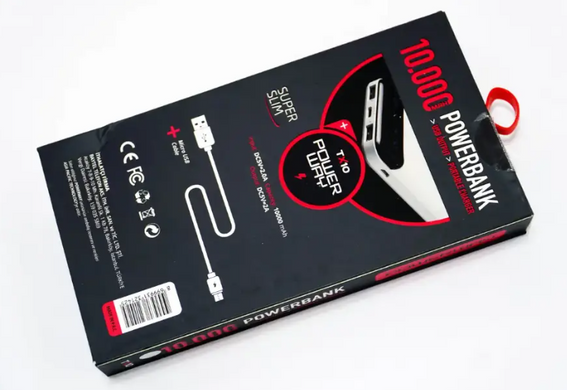 Зовнішній акумулятор Powerway TX10 10000mAh Портативний зарядний пристрій Li-Ion Powerbank Повербанк із цифровим дисплеєм