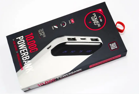 Зовнішній акумулятор Powerway TX10 10000mAh Портативний зарядний пристрій Li-Ion Powerbank Повербанк із цифровим дисплеєм