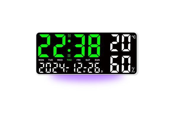 Электронные часы GH9002 &bull; Настенные и настольные LED-часы GH9002 с календарем, будильником, температурой, влажностью, пультом и USB 5V