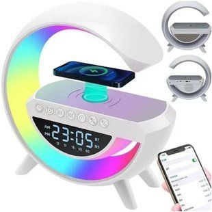 Смарт-лампа G-Smart G-11 RGB 4в1 &bull; Настольная лампа-ночник G-Smart G-11 с Bluetooth-колонкой, будильником и беспроводной зарядкой 15 Вт