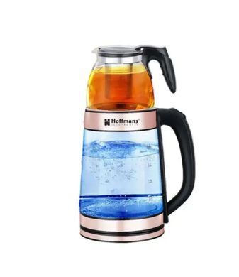 Электрочайник Hoffmans HM-7827 1800W &bull; Стеклянный чайник с заварником 2,2 л + 0,5 л для быстрых напитков