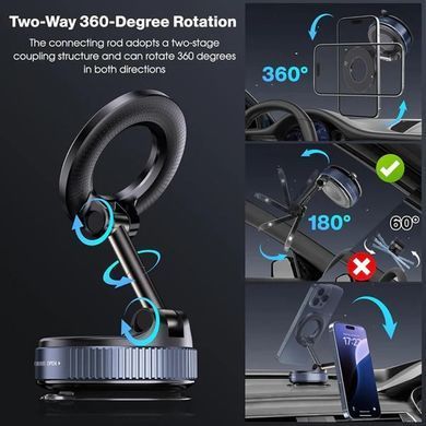 Автомобільний тримач для телефону JoyPro Magnetic Holder &bull; Універсальний магнітний автотримач із вакуумною присоскою та обертанням 360&deg;