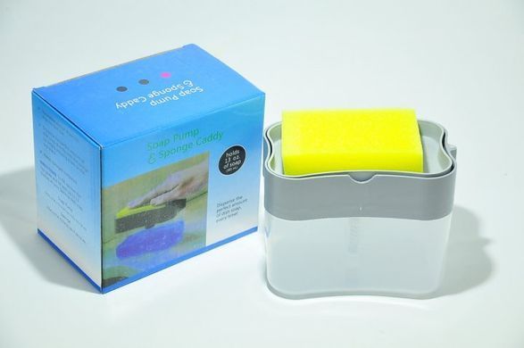 Кухонний диспенсер - органайзер для губки Soap Pump Caddy з дозатором миючого засобу, 380 мл