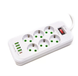 Сетевой удлинитель-фильтр PNS-03/D6 белый 3 м с LED-индикатором, 4 USB и PD Type-C &bull; Разветвитель питания 6&ndash;220V для дома, офиса и зарядки гаджетов
