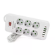 Сетевой удлинитель-фильтр PNS-03/D6 белый 3 м с LED-индикатором, 4 USB и PD Type-C &bull; Разветвитель питания 6&ndash;220V для дома, офиса и зарядки гаджетов