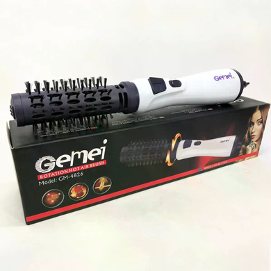 Фен-щітка для волосся GEMEI GM-4826 1000W &bull; Обертовий фен-браш для сушіння, укладання, об&rsquo;єму та створення природної хвилі