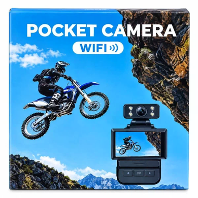 Нагрудна екшн-камера 4K Wi-Fi з дисплеєм &bull; Кишенькова мінікамера 4K Wi-Fi з поворотним об'єктивом, екраном 1,3&Prime; і кріпленням для відеоблогів, подорожей та знімання від першої особи