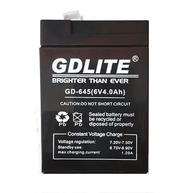 Свинцево-кислотний акумулятор GDLITE GD-645 для універсального застосування ∙ Акумулятор 6V/4Ah GDLITE GD-645