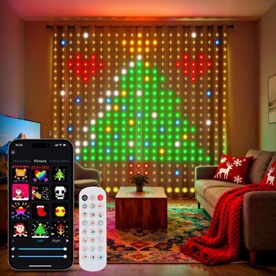 Гірлянда Smart-штора SFK-08 святкова LED-гірлянда для дому ∙ Світлодіодна штора з додатком SFK-08 20 ниток по 20 LED