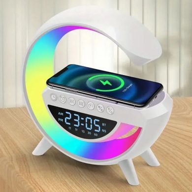 Smart Light Sound Machine BT-3401 RGB Лампа – док-станция с беспроводной зарядкой смарфона, встроенной музыкальной Bluetooth колонкой, часами и будильником