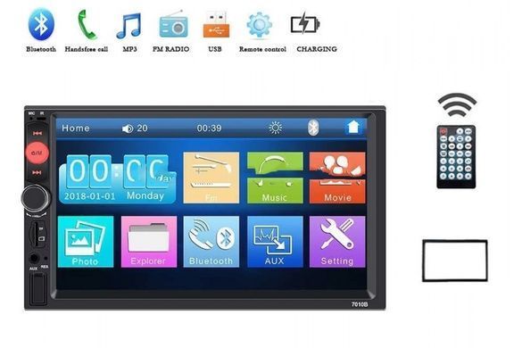 Автомагнитола 2DIN MP5 7010B на Windows CE 6.0 ∙ Магнитола с сенсорным экраном 7" дюймов Full HD ∙ USB ∙ SD ∙ FM ∙ Bluetooth ∙ Пульт ДУ