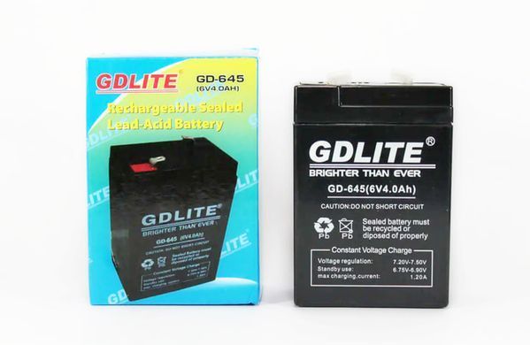 Свинцево-кислотний акумулятор GDLITE GD-645 для універсального застосування ∙ Акумулятор 6V/4Ah GDLITE GD-645