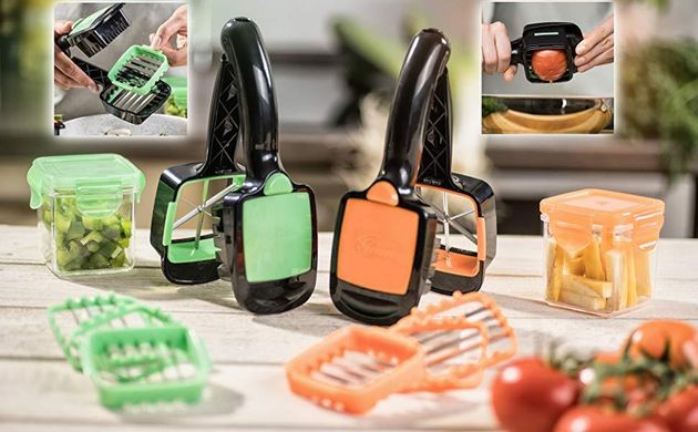 Nicer Dicer Quick Набір для швидкого нарізання 5 в 1 з контейнером ∙ Овочерізка ∙ Яйцерізка ∙ Шинківка Найсер-Дайсер