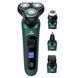 Электробритва 4 в 1 Shaver 9D зеленая &bull; Мужская аккумуляторная роторная бритва с триммером, насадкой для носа, щеткой для лица и LCD-дисплеем