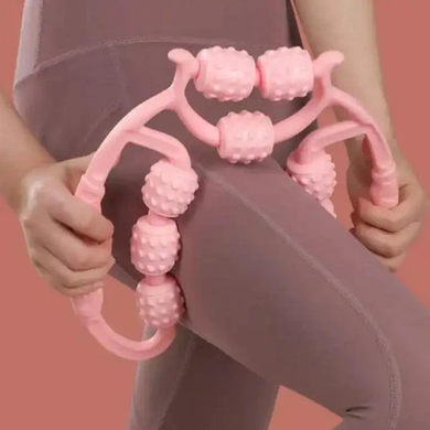 Массажер для ног розовый &bull; Кольцевой роликовый массажер для стоп с текстурированными выступами для локального массажа и расслабления