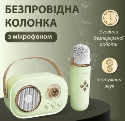 Акустична система «RETRO» з мікрофоном ∙ Бездротова портативна Bluetooth колонка на акумуляторі ∙ Міні-караоке