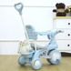 Детский трехколесный велосипед Baby Carriage 588 голубой с родительской ручкой &bull; Велосипед-коляска Baby Carriage 588 для малышей с корзиной и козырьком