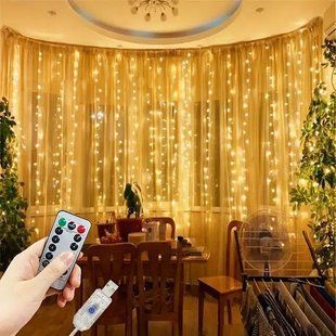 Гірлянда штора &laquo;Завіса&raquo; 3&times;6 м 600 LED USB з пультом, теплий білий ∙ Світлодіодна штора MA743 3&times;6 м з теплим білим світінням