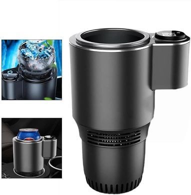 Автомобильный подстаканник USAMS Smart Cup Black с подогревом и охлаждением &bull; Термоподстаканник для авто 0&ndash;60&deg; с экраном температуры и питанием от прикуривателя