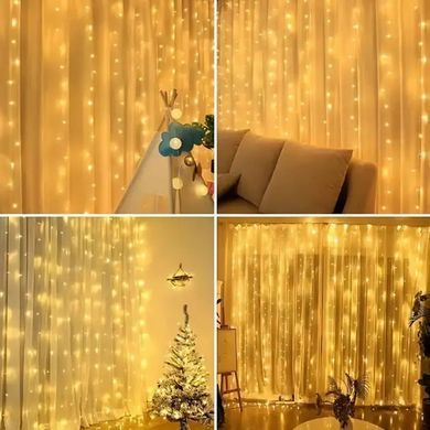 Гирлянда штора Занавеска 3&times;6 м 600 LED USB с пультом тёплый белый ∙ Светодиодная штора MA743 3&times;6 м с тёплым белым свечением