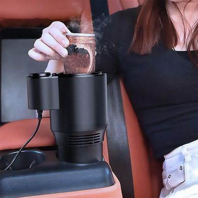 Автомобильный подстаканник USAMS Smart Cup Black с подогревом и охлаждением &bull; Термоподстаканник для авто 0&ndash;60&deg; с экраном температуры и питанием от прикуривателя