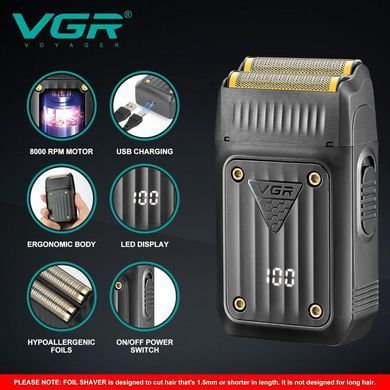 Електробритва VGR V-363 з USB-зарядкою та акумулятором ∙ Бритва VGR V-363 &ndash; сіткова електробритва для подорожей