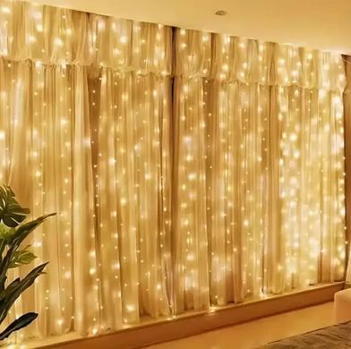 Гирлянда штора Занавеска 3&times;6 м 600 LED USB с пультом тёплый белый ∙ Светодиодная штора MA743 3&times;6 м с тёплым белым свечением