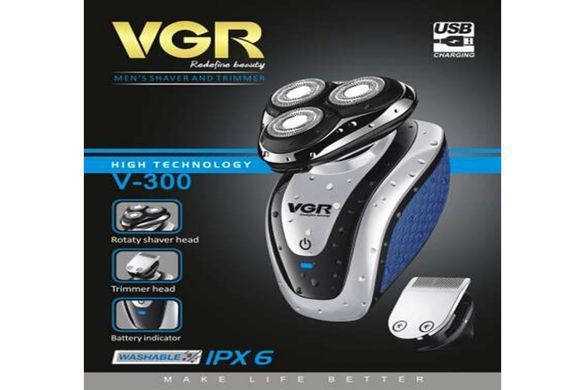 Мужская электробритва VGR V-300 USB | аккумуляторная машинка для бритья и стрижки