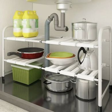 Полка раздвижная для кухни / ванной комнаты Kitchen Rack 588 &middot; Регулируемая кухонная стойка &ndash; трансформер для хранения