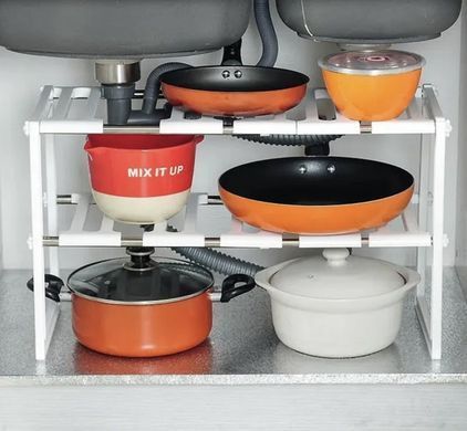 Полка раздвижная для кухни / ванной комнаты Kitchen Rack 588 &middot; Регулируемая кухонная стойка &ndash; трансформер для хранения