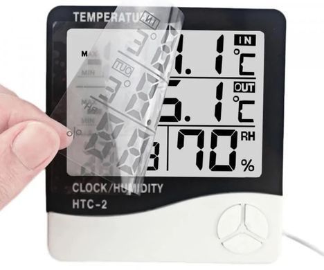 Термометр HTC-2 з виносним датчиком &bull; Багатофункціональний термогігрометр Protech з годинником та будильником