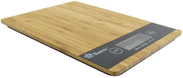 Ваги кухонні електронні Domotec MS-A Wood із сенсорним дисплеєм та платформою з дерева, до 5 кг