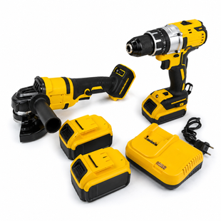 Акумуляторний набір KRAFFTEC 48V 2в1 &bull; Болгарка 125 мм і шуруповерт KRAFFTEC з 2 акумуляторами в кейсі