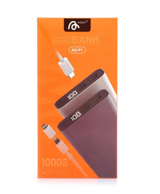 Універсальний зарядний пристрій AG-P1 10000 mAh Power Bank Зовнішній акумулятор Портативна мобільна зарядка Павербанк