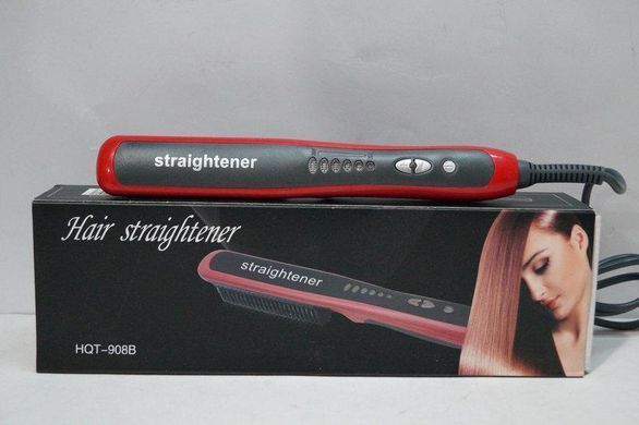 Гребінець-випрямляч для об'єму та розгладжування волосся Hair Straightener HQT-908 Щітка - праска для волосся 2 в 1