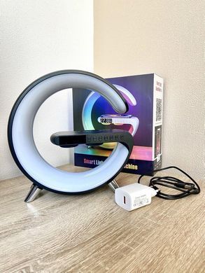Ночник аккумуляторный с часами G63 Smart Light Sound Machine &bull; Лампа-колонка с беспроводной зарядкой Bluetooth и будильником