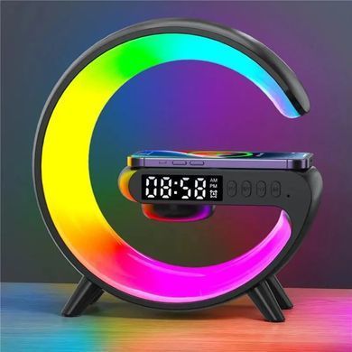 Ночник аккумуляторный с часами G63 Smart Light Sound Machine &bull; Лампа-колонка с беспроводной зарядкой Bluetooth и будильником