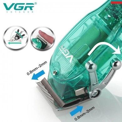 Профессиональная машинка для стрижки V-660 Professional Clipper Transparent Green &bull; Аккумуляторная машинка для волос VGR V-660