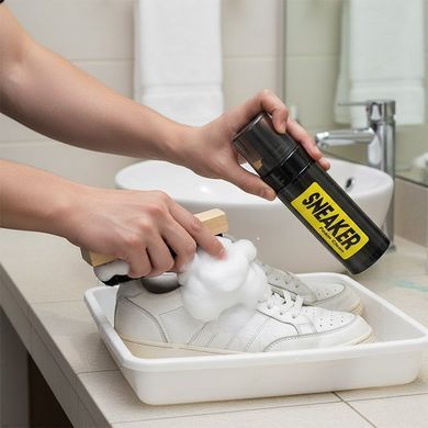 Набор для чистки обуви Sneaker Foam Clean DT-1575 &bull; Комплект для ухода за кроссовками Sneaker Foam Clean DT-1575 4 в 1 с очищающей пеной, двумя щётками и салфеткой из микрофибры