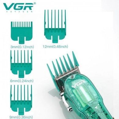 Профессиональная машинка для стрижки V-660 Professional Clipper Transparent Green &bull; Аккумуляторная машинка для волос VGR V-660