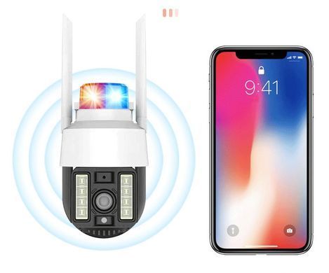 Wi-Fi Камера видеонаблюдения PTZ A15 с фонарем-мигалкой 4G WiFi Уличная видеокамера с управлением от телефона, ночным видением и датчиком движения