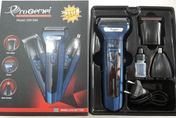 Бритва-триммер Gemei GM-566 3 в 1: машинка для стрижки бритва для носа и ушей